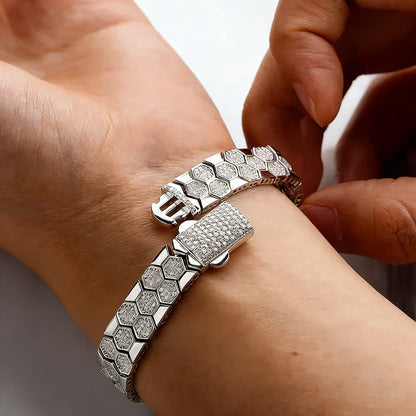 Full Moissanite Bracelet for Men Woman Lab Diamond with GRA Certified Unique Honeycomb Design S925 Sterling Silver Party Jewelry