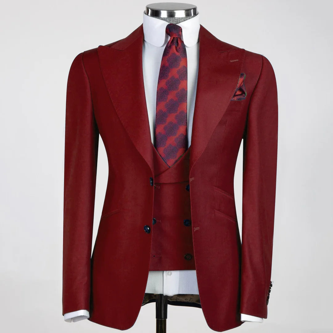 Men Suit 3 Pieses White Solid With Lapel And Pocket For Wedding Birthday Business Party Office Work Jacket Vest With Pants