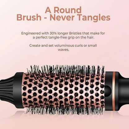 Thermal Brush 1.5 Inch Heated Curling Brush Ceramic Curling Iron Volumizing Brush Heating Round Brush Travel Hair Curler Comb