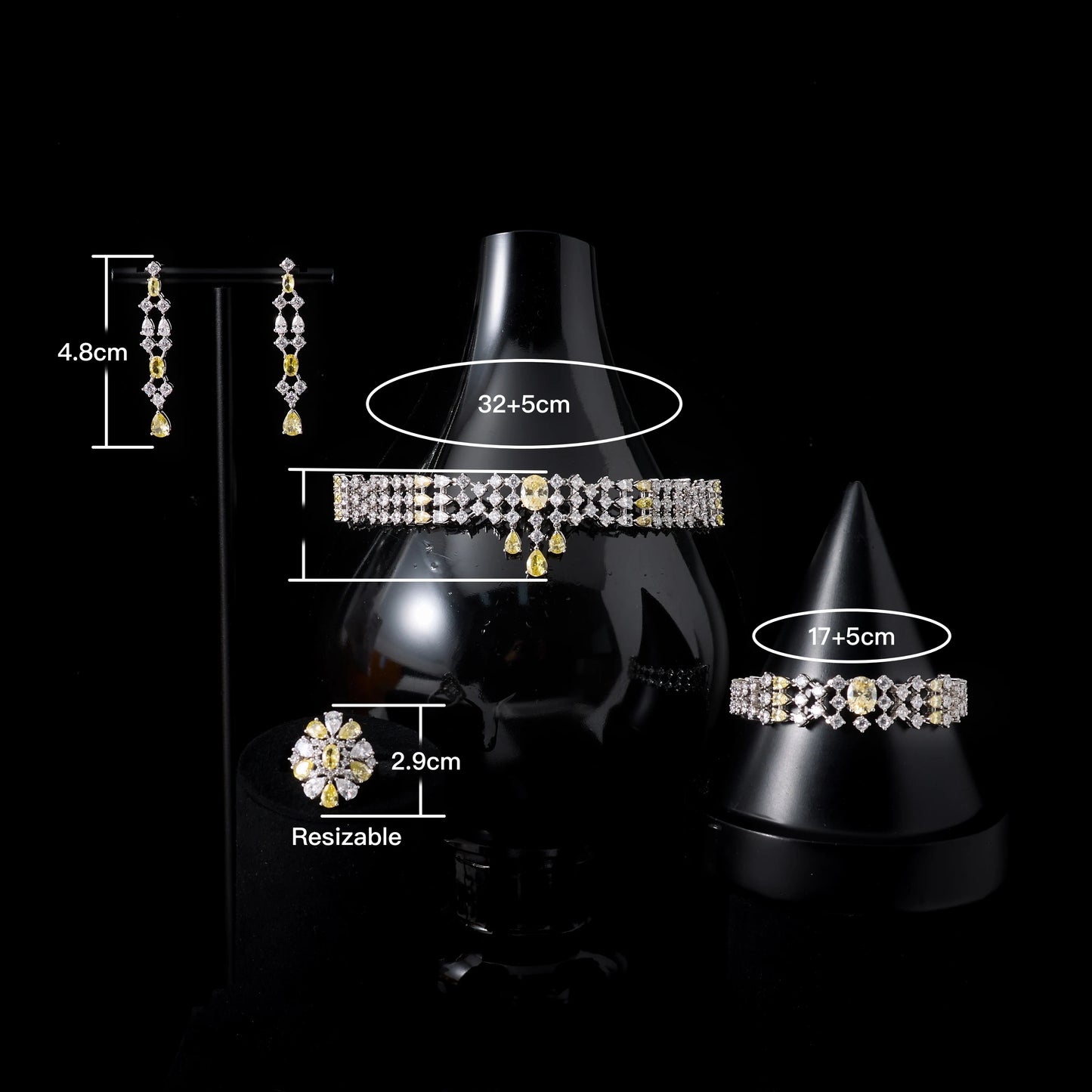 Choker Necklace Sets for Women Cubic Zirconia Bridal Jewellery Set Dubai Saudi Party Engagement Accessory
