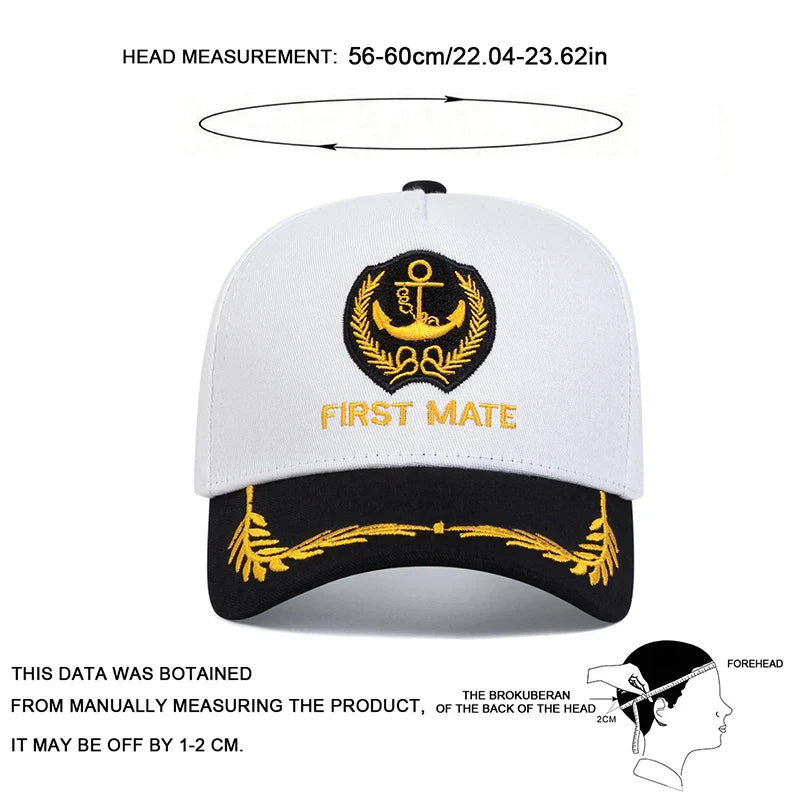 Unisex CAPTAIN/FIRST MATE Letter Embroidery Baseball Caps Spring and Autumn Outdoor Adjustable Casual Hats Sunscreen Hat