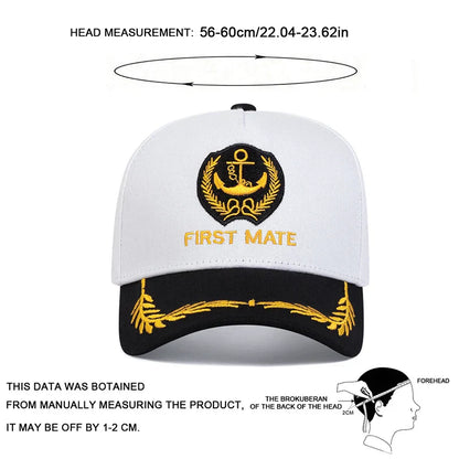 Unisex CAPTAIN/FIRST MATE Letter Embroidery Baseball Caps Spring and Autumn Outdoor Adjustable Casual Hats Sunscreen Hat
