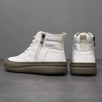 Men's Spring and Autumn Style White Sneakers, New Trendy Versatile High-Top Sneakers, Summer Fashion Casual Men's Shoes, Breathable and Durable Sneakers
