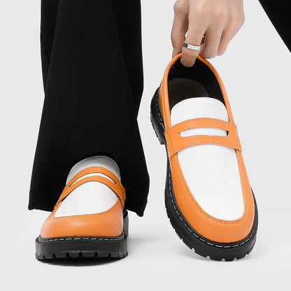 Color Blocked Men Loafers  Fashionable Comfortable Thick Soled Non Slip  for Daily Commuting Office Business  Formal Wear Shoe