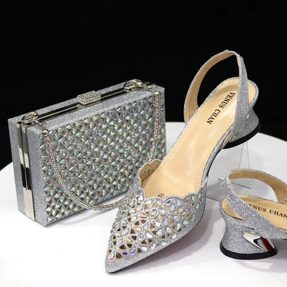 Royal Blue Shoe And Bag With Elegant High Heels Shoes Italian Popular Design African Ladies Shoes Bag Set