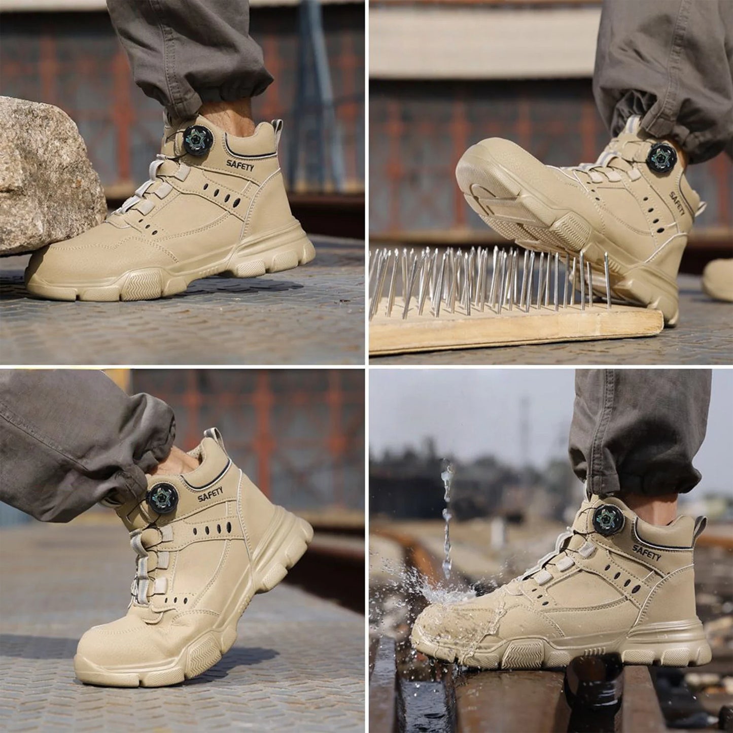 Men's Safety Shoes Men's Work Shoes Breathable Slip Resistant Steel Toe Anti-Puncture Shoes Man Fashion Men Sport Shoes