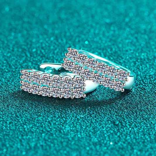 0.72cttw 2mm 100% Full Moissanite Hoop Earrings for Women Double Halo Lab Diamond Earring 925 Sterling Silver Wholesale