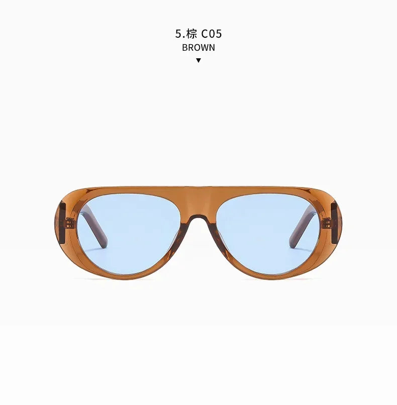 Vintage Oversized Oval Sunglasses Women Men New Fashion Wide Leg Leopard Red Gradient Sun Glasses Ladies Trendy Sexy Shades