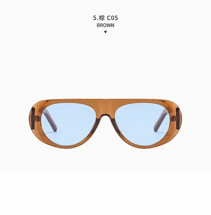 Vintage Oversized Oval Sunglasses Women Men New Fashion Wide Leg Leopard Red Gradient Sun Glasses Ladies Trendy Sexy Shades
