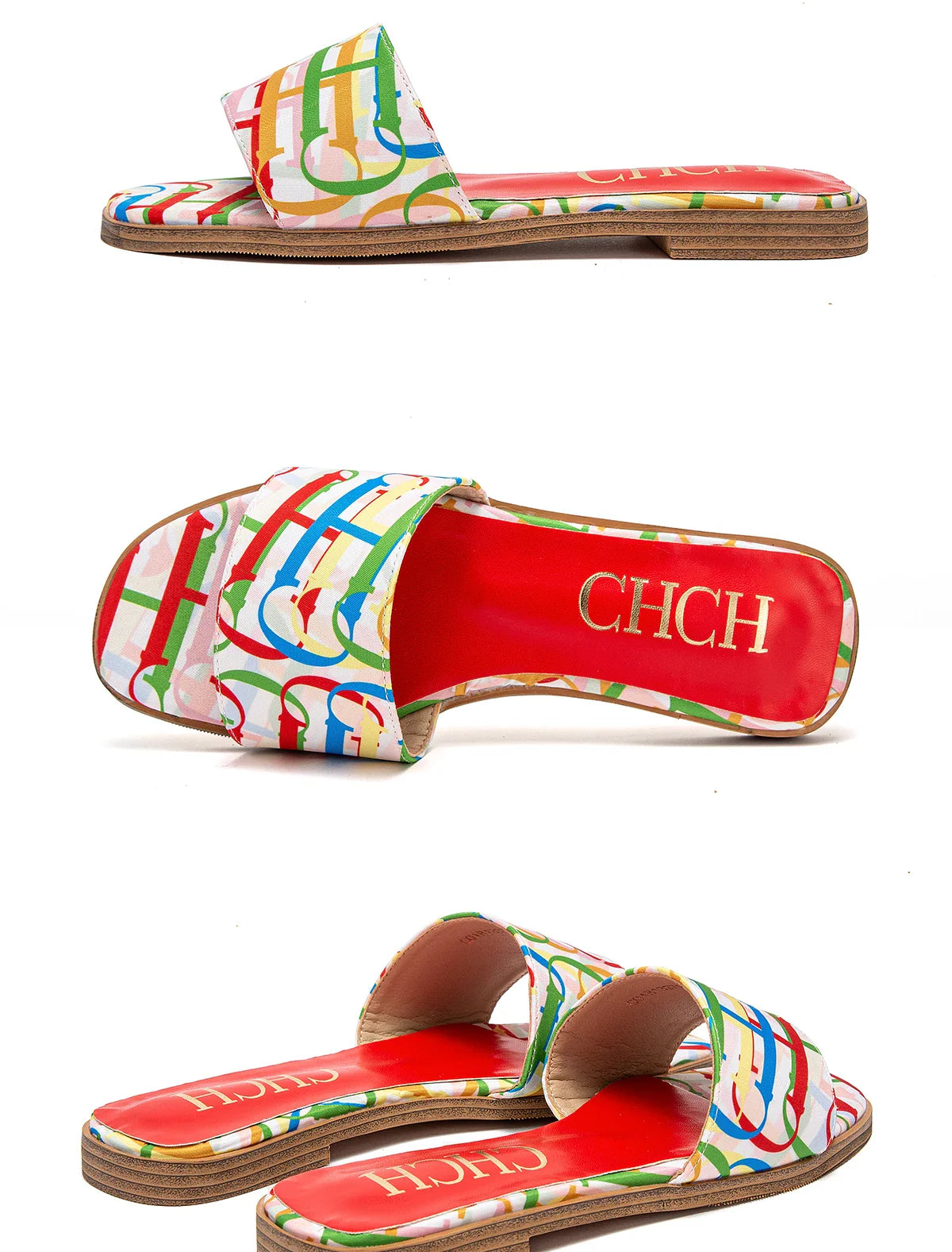 Fashionable Retro Design New Women's Shoes Summer Casual Color Blocking Design Non Slip Sandals Slippers Letter Slippers