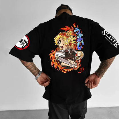 Demon Slayer Anime Men's T Shirts Summer Y2k Clothes Women Casual Cotton Oversized Short Sleeve Tee Streetwear Top Unisex