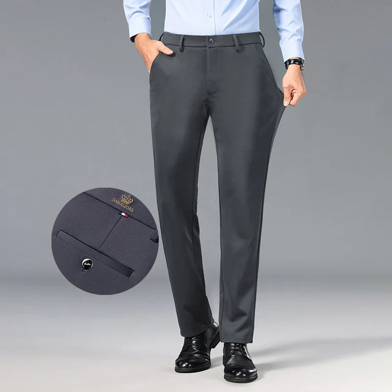 1-Pack Men's Professional Straight-Leg Stretch Formal Pants Non-Iron Comfortable Business Slacks Wrinkle-Resistant Loose Fit
