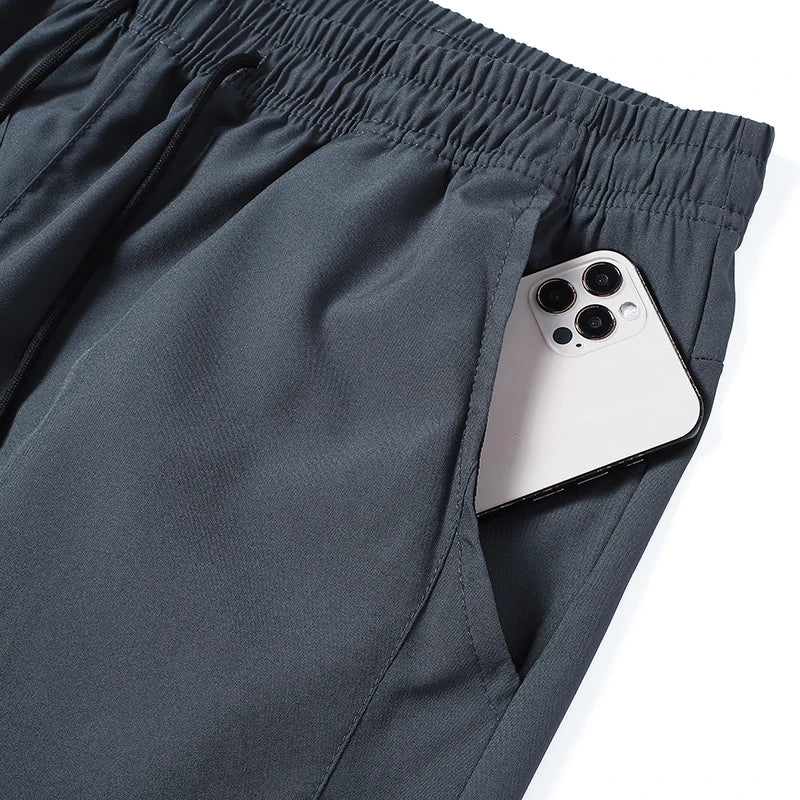 Men Running Pants Jogging Casual Summer Thin Sweatpants Quick Dry Ice Silk Straight Trousers Sports Gym Breathable Unisex