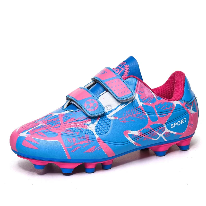 Kids Soccer Shoes HOOK&LOOP Football Sports Shoes Boy Outdoor Non-Slip Training Shoes Child Lightweight Children's Soccer Cleats