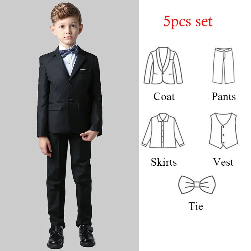 Spring Autumn Children Boy Wedding Suit Teenager Kids Formal Elegant Suits For Boy 1-14  Years Boys Suits Outfits Set