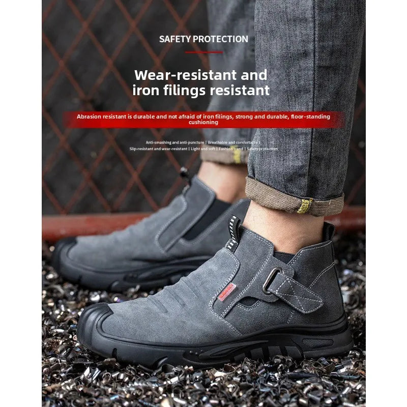 Labor protection shoes with steel toe caps, anti smashing and anti stabbing welding shoes, anti slip and wear-resistant shoes