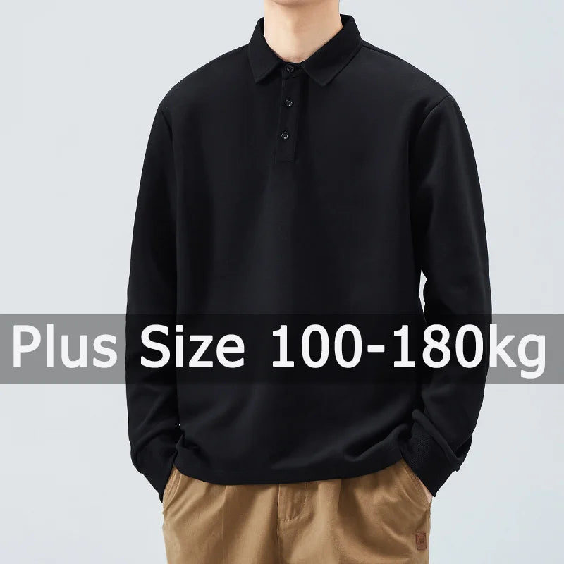 Plus Size Men Polo Shirts Autumn Winter Long Sleeve Polos 1XL-7XL 110-175kg Loose Oversized Tops Big Size Men Clothing 남자 폴로 셔츠