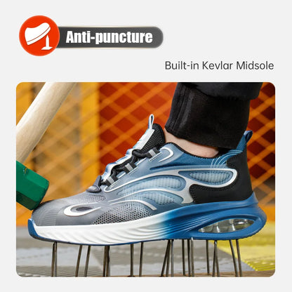 Light And Soft Cushioned Men's Safety Shoes, Anti Smash And Anti Puncture Comfortable And Breathable Work Shoes