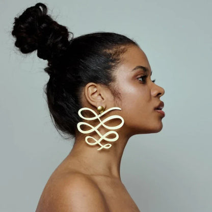 1 Pair Squiggle Earrings Large Infinite Dangle Earrings Gift for Her Fashion African Jewelry Can Custom Laser Engraving Name