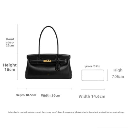 Women's 2026 New Yara Underarm Bag Large Capacity Breadstick Bag Small Design Trendy Lock Buckle Soft Leather Handbag