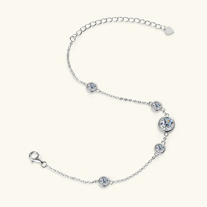 2024 New 18k Gold Plated Bracelet 925 Silver Chain 2mm D Color Bezel Moissanite Bracelets Fashion Women's Jewelry Gifts