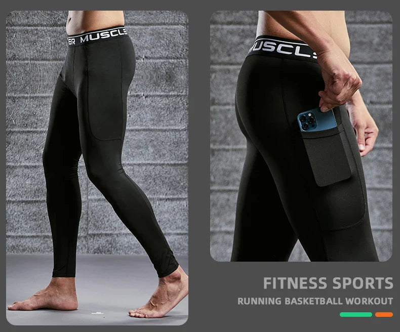 Mens Compression Sweatpants Male Tights Sport Pants for Gym Fitness Running Joggings Workout Trousers Dry Fit Leggings