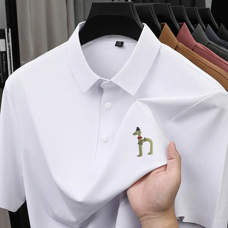 Luxury Brand Men's Polo Shirt New Lapel Print Short Sleeve T-Shirt Summer Breathable Skin Friendly Casual Business Mens Clothing