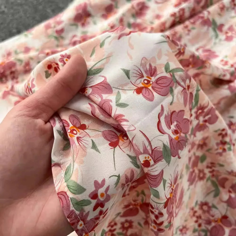 Romantic Floral Print Long Summer Dress Women Fashion Off Shoulders Straps Vacation Beach Dress Korean Party Vestidos