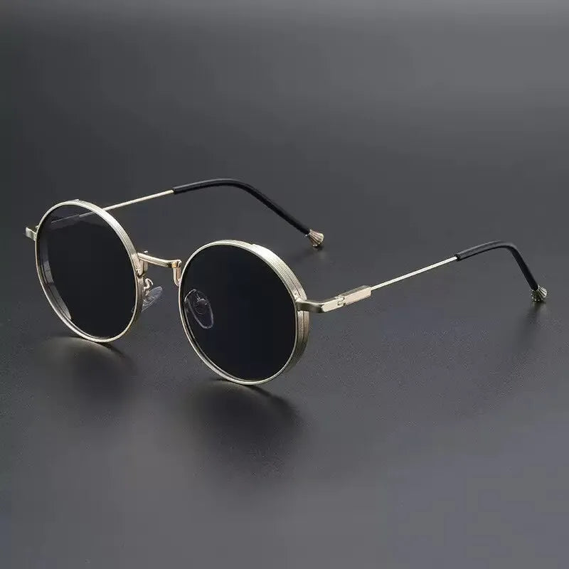 Personality Metal Round Myopia Sunglasses Driving Riding Outdoor UV400 Resistant Party Gatherings Eyeglasses 0 TO -4.0
