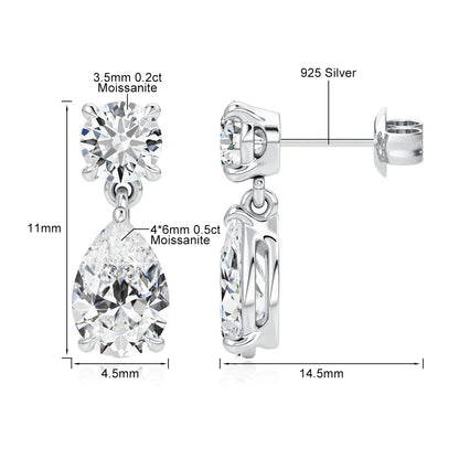 Waterdrop Full Moissanite Diamond Drop Earrings D VVS1 18k Gold Plated Pear Cut Earrings 925 Silver for Women Sparkling Jewelry