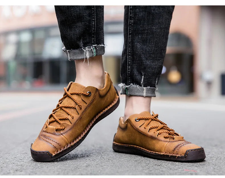 Men Leather Casual Shoes Outdoor Comfortable High Quality Fashion Soft Homme Classic Ankle Non-slip Flats Moccasin Trend