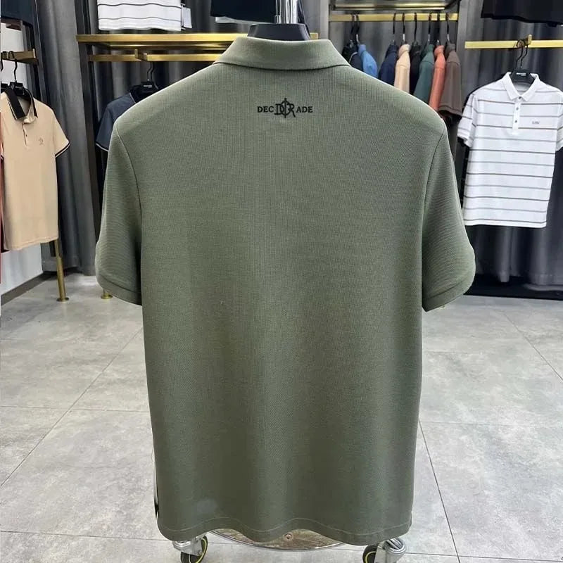 Designer brand 100%cotton short sleeve polo shirt summer trend letter embossed lapel top casual golf T-shirt business men's wear