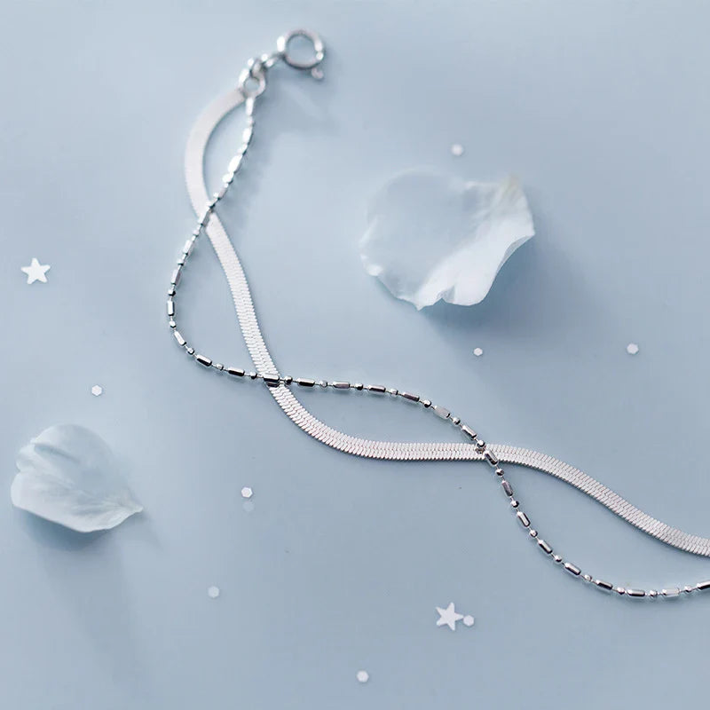 Minimalism Banboo Chain Bracelet for Women Genuine 925 Sterling Silver Link Chain Bracelet Fashion Plant Fine Jewelry
