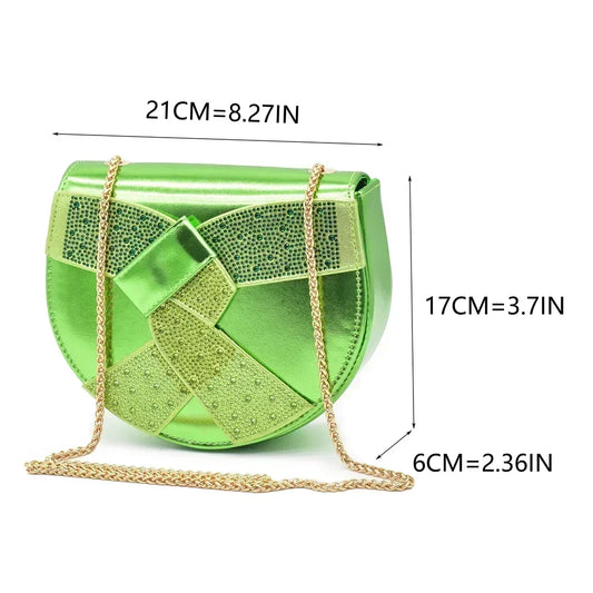 Fashion Italian Shoes and Bag Set for Women Full Rhinestone High Heels Wedding Shoes for The Bride African Bag and Shoe Sets