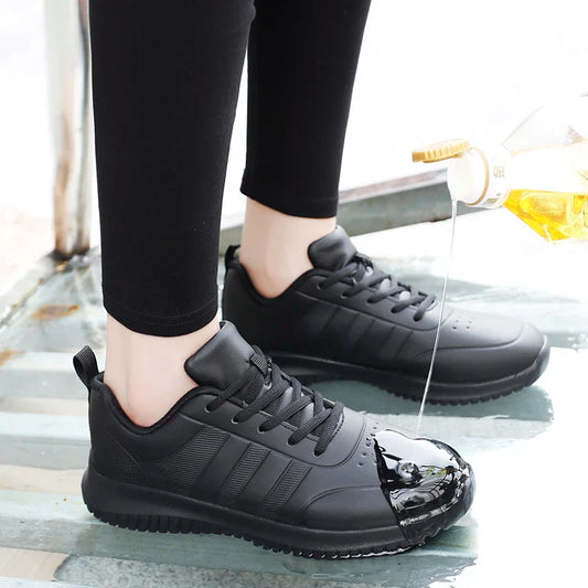 Causal Chef Shoes four Season new Lightweight Soft Sole Comfort Oil proof Men and Women's Chef Business Work Leather Shoe