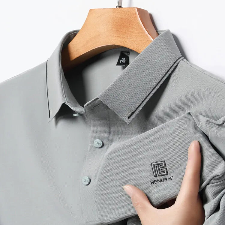 Gray Men's Cool Golf, Business Casual Polo Shirt，2024 Summer New Seamless T-shirt, Fashion Popular Lapel Short Sleeve
