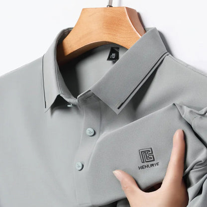 Gray Men's Cool Golf, Business Casual Polo Shirt，2024 Summer New Seamless T-shirt, Fashion Popular Lapel Short Sleeve