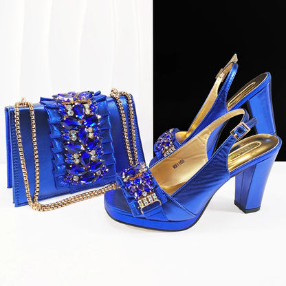 Lastest Italian Design Fashion Style Ladies Shoes with Matching Bag Set 2025 Nigerian Shoes and Bag Set HFG1-2