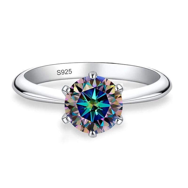 0.5ct 1ct 2ct 3ct Blue Pink Purple Black Moissanite Rings for Women Sterling 925 Silver Wedding Party Band Woman's Ring