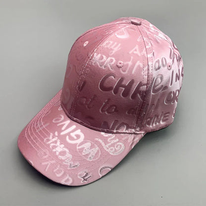 New Kpop Shiny Reflective Graffiti Letter Men Women Baseball Hats Cotton Comfortable Street Tie-dyed Fashion Sport Hip Hop Caps