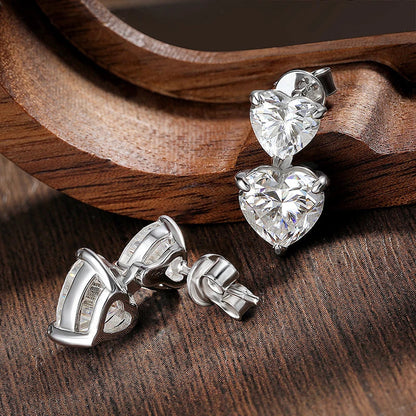 Heart Cut Moissanite Drop Earrings for Women GRA Certified Lab Gemstone s925 Sterling Silver Plated White Gold Earring
