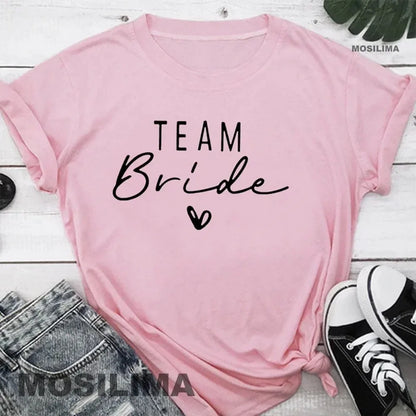 Women Cotton T Shirt Team Bride Bachelorette Party Shower Hen Party Bridesmaid Print T-Shirt 2024 Girls Wedding Female Tops