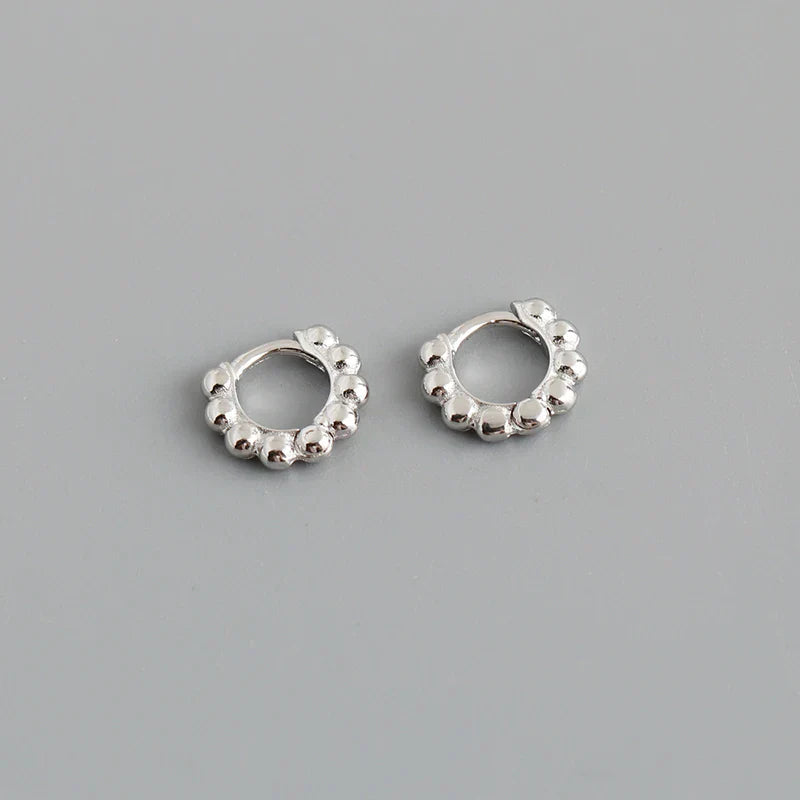 925 Sterling Silver Simple Fashion Glossy Beads Gold Huggies Hoop Earrings for Women Gothic Piercing Jewelry Accessories