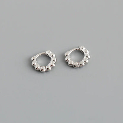 925 Sterling Silver Simple Fashion Glossy Beads Gold Huggies Hoop Earrings for Women Gothic Piercing Jewelry Accessories