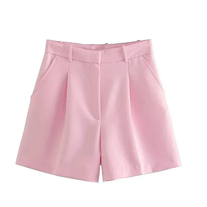 Female Shorts Black Pink Shorts Woman Summer 2024 Pleated Baggy White Shorts For Women Casual High Waist Short Pants