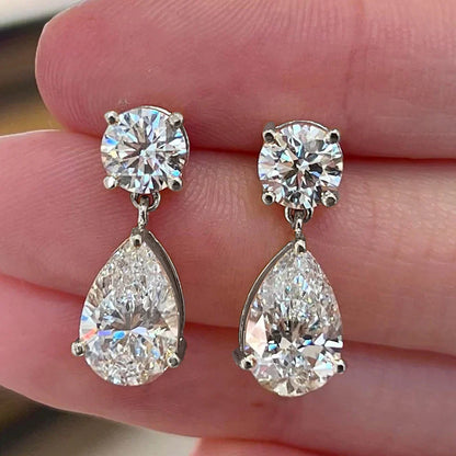 3cttw  Certified Oval/Round Cut Moissanite Diamond Drop Earrings for Women 100% 925 Sterling Silver Stud Earring Fine Jewelry