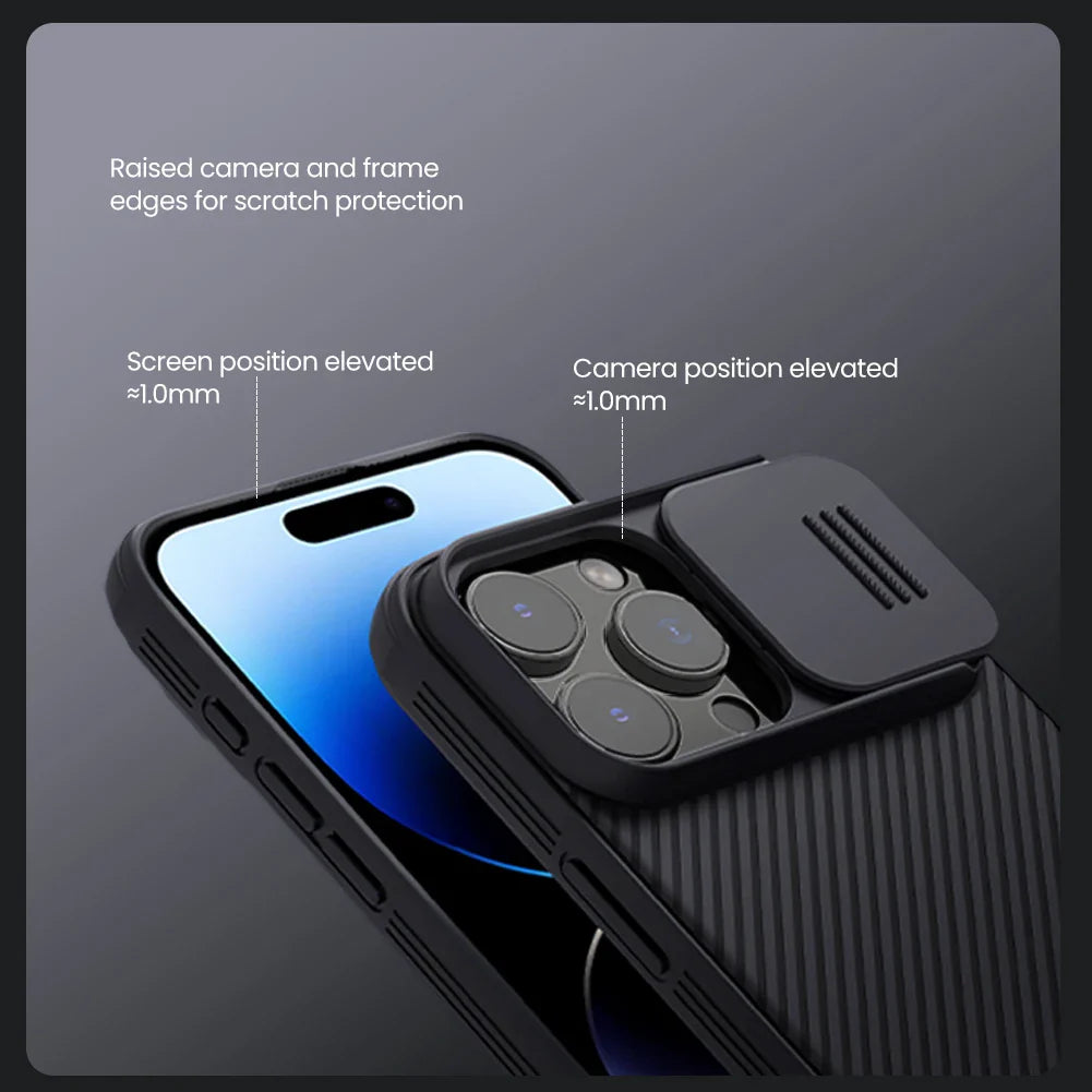 iPhone 16 Pro Max / 16 Pro Case Back Cover Slide Lens Protection Bumper Camera Protection
