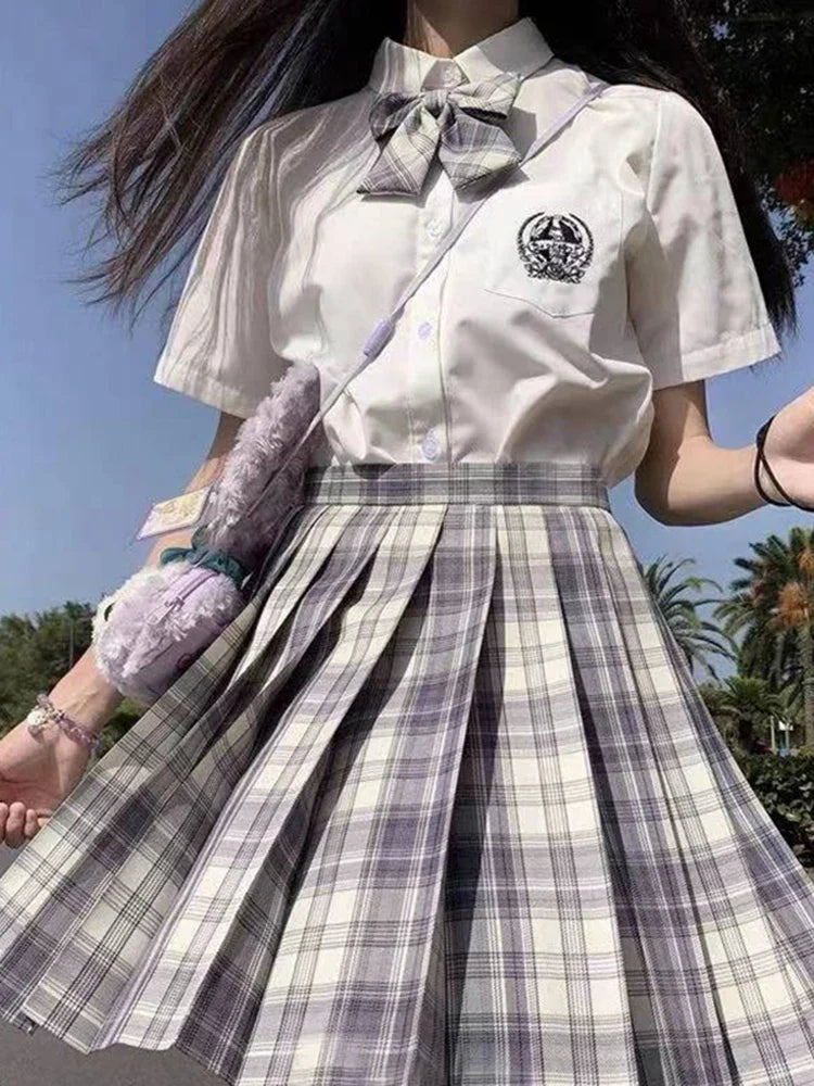 Plaid Women Pleated Skirt Bow Knot Summer High Waist Preppy Girls Dance Mini Skirt Cute A Line Harajuku Sexy Japan Faldas