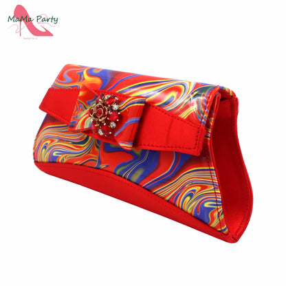 Red Color Italian Design Shoes Matching Bag Set Super High Heels Pumps for Garden Party