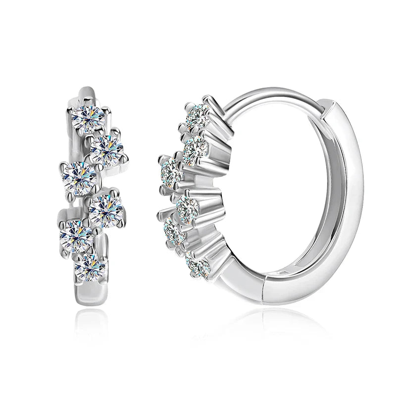 2mm 100% Real Moissanite Hoop Earrings for Girls Children's Jewelry 1CM Small Size 925 Sterling Silver Plated 18k Earring